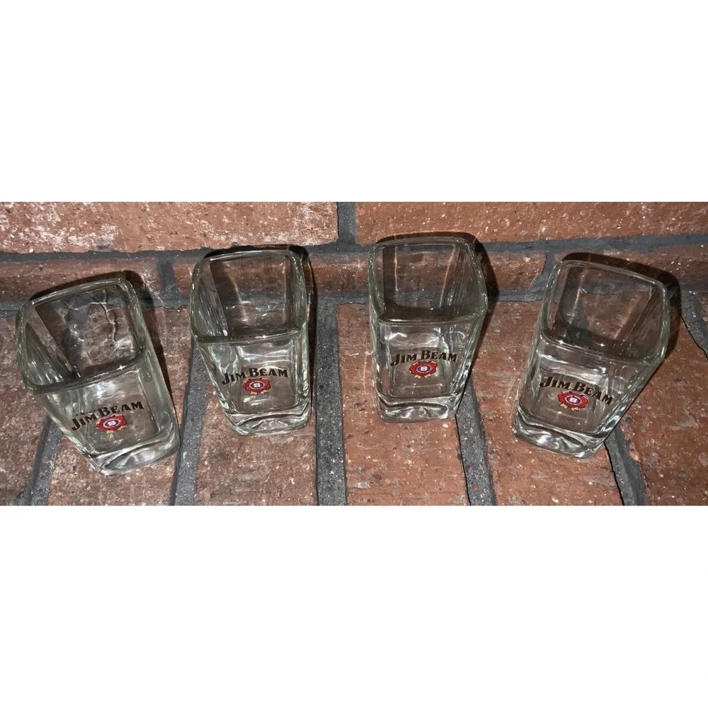 Jim Beam 4pk Clear Square‎ Whiskey Shot Glasses 3.25